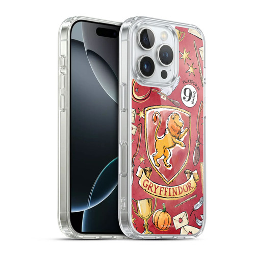 Harry Potter Deathly Hallows XIII Gryffindor Pattern Soft Gel Case for Apple iPhone 16 Pro & MagSafe