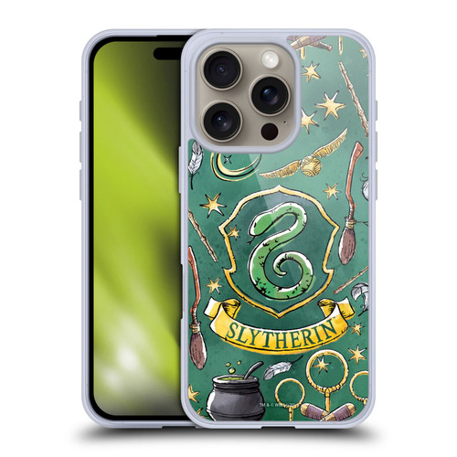 Harry Potter Deathly Hallows XIII Slytherin Pattern Soft Gel Case for Apple iPhone 16 Pro