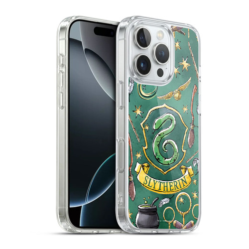 Harry Potter Deathly Hallows XIII Slytherin Pattern Soft Gel Case for Apple iPhone 16 Pro & MagSafe