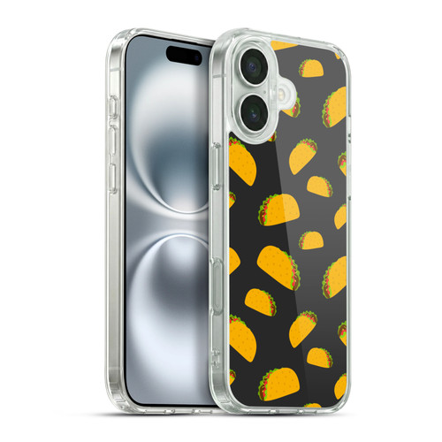 PLdesign Food Patterns Cool Fun Taco Soft Gel Case for Apple iPhone 16 Plus & MagSafe