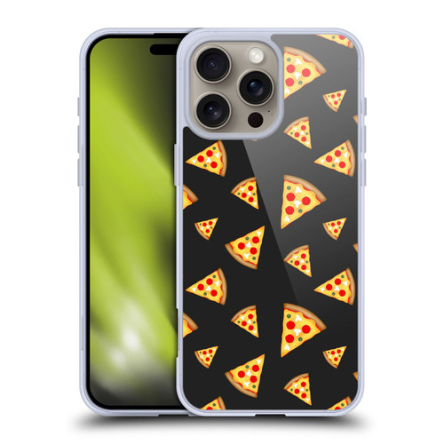 PLdesign Food Patterns Cool Fun Pizza Slices Black Soft Gel Case for Apple iPhone 16 Pro Max