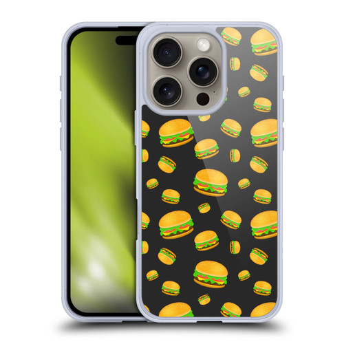 PLdesign Food Patterns Cool Fun Burger Soft Gel Case for Apple iPhone 16 Pro