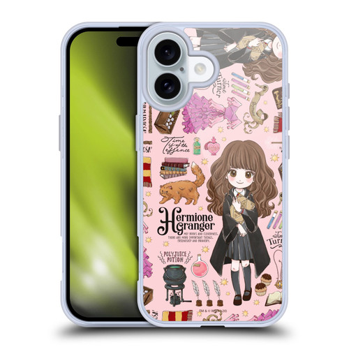 Harry Potter Deathly Hallows XXXVII Hermione Pattern Soft Gel Case for Apple iPhone 16