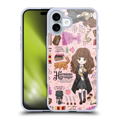 Harry Potter Deathly Hallows XXXVII Hermione Pattern Soft Gel Case for Apple iPhone 16 Plus