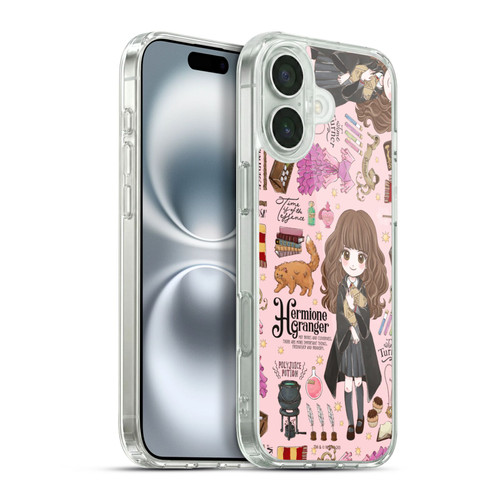 Harry Potter Deathly Hallows XXXVII Hermione Pattern Soft Gel Case for Apple iPhone 16 Plus & MagSafe