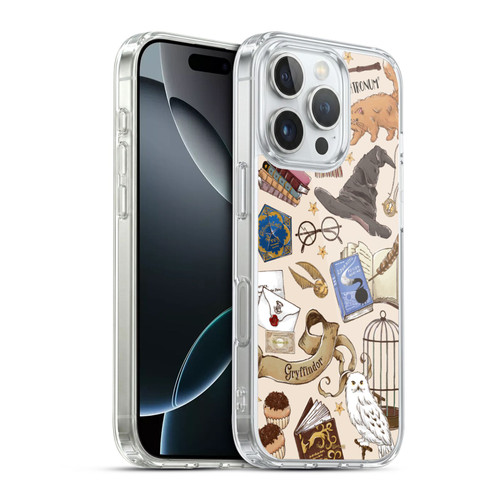 Harry Potter Deathly Hallows XXXVII Hogwarts Pattern Soft Gel Case for Apple iPhone 16 Pro & MagSafe