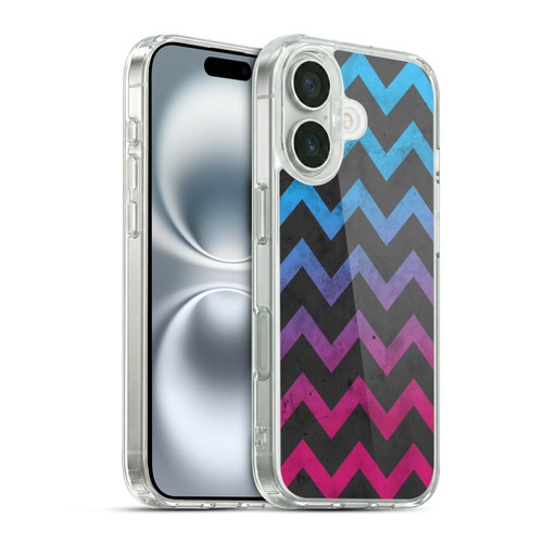 PLdesign Geometric Patterns Blue Pink Ombre Vintage Soft Gel Case for Apple iPhone 16 & MagSafe