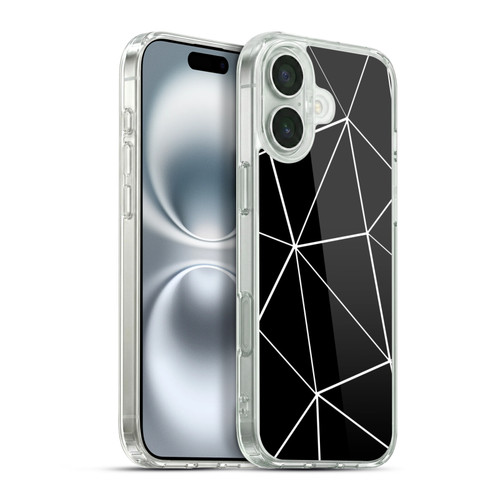 PLdesign Geometric Patterns Black Triangles White Lines Soft Gel Case for Apple iPhone 16 Plus & MagSafe