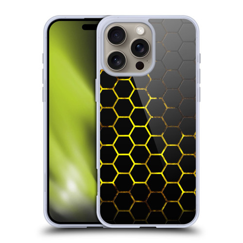 PLdesign Geometric Patterns Honeycomb Yellow Soft Gel Case for Apple iPhone 16 Pro Max