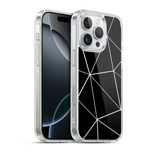 PLdesign Geometric Patterns Black Triangles White Lines Soft Gel Case for Apple iPhone 16 Pro & MagSafe