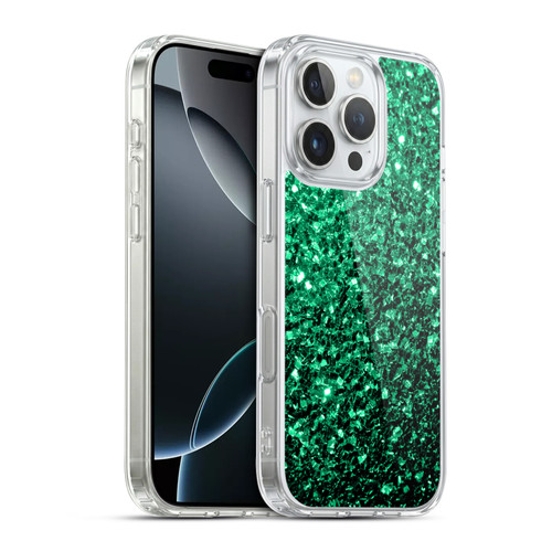 PLdesign Glitter Sparkles Emerald Green Soft Gel Case for Apple iPhone 16 Pro & MagSafe