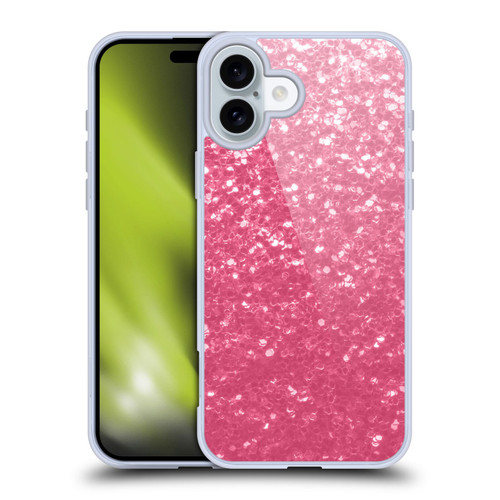 PLdesign Sparkle Prints Rose Pink Soft Gel Case for Apple iPhone 16 Plus