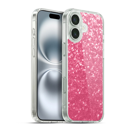 PLdesign Sparkle Prints Rose Pink Soft Gel Case for Apple iPhone 16 Plus & MagSafe