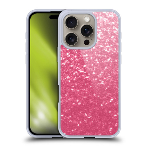 PLdesign Sparkle Prints Rose Pink Soft Gel Case for Apple iPhone 16 Pro