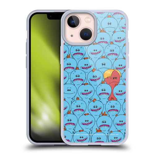 Rick And Morty Season 4 Graphics Mr. Meeseeks Pattern Soft Gel Case for Apple iPhone 13 Mini