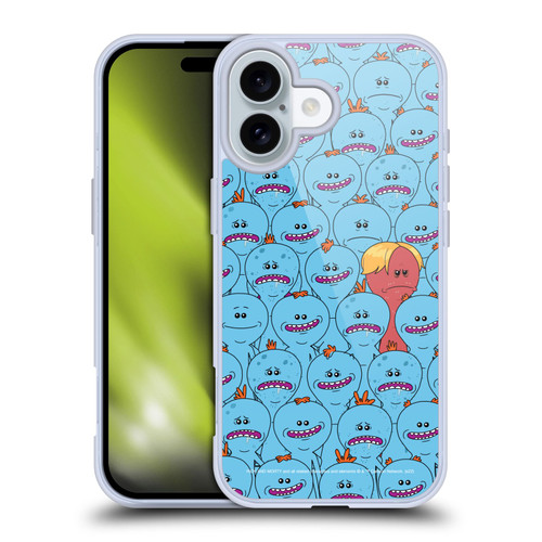 Rick And Morty Season 4 Graphics Mr. Meeseeks Pattern Soft Gel Case for Apple iPhone 16