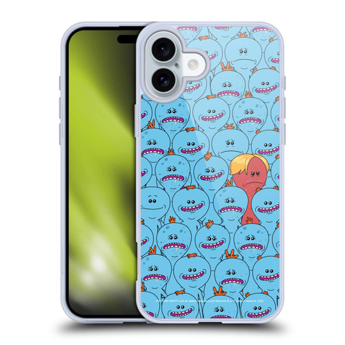 Rick And Morty Season 4 Graphics Mr. Meeseeks Pattern Soft Gel Case for Apple iPhone 16 Plus