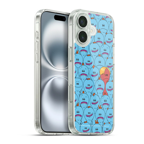 Rick And Morty Season 4 Graphics Mr. Meeseeks Pattern Soft Gel Case for Apple iPhone 16 Plus & MagSafe