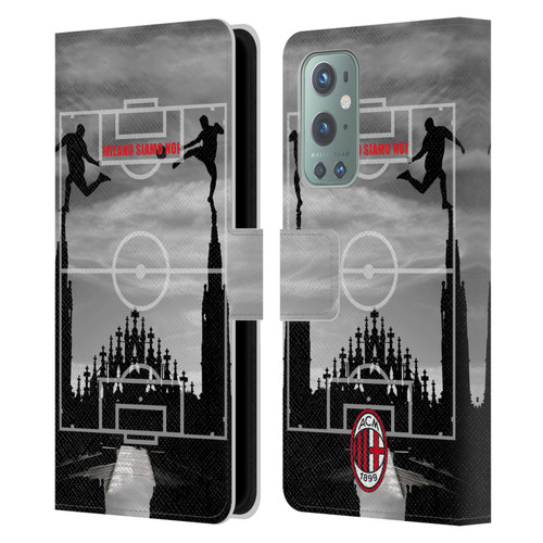 AC Milan Adults Milano Siamo Noi 3 Leather Book Wallet Case Cover For OnePlus 9