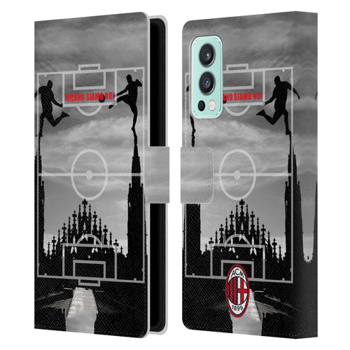 AC Milan Adults Milano Siamo Noi 3 Leather Book Wallet Case Cover For OnePlus Nord 2 5G