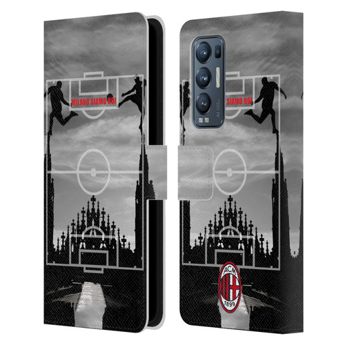 AC Milan Adults Milano Siamo Noi 3 Leather Book Wallet Case Cover For OPPO Find X3 Neo / Reno5 Pro+ 5G