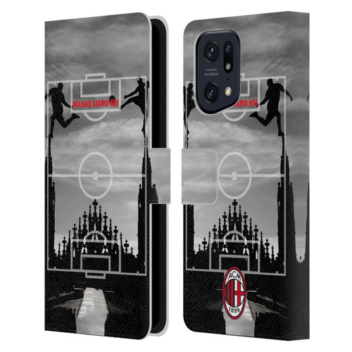 AC Milan Adults Milano Siamo Noi 3 Leather Book Wallet Case Cover For OPPO Find X5 Pro