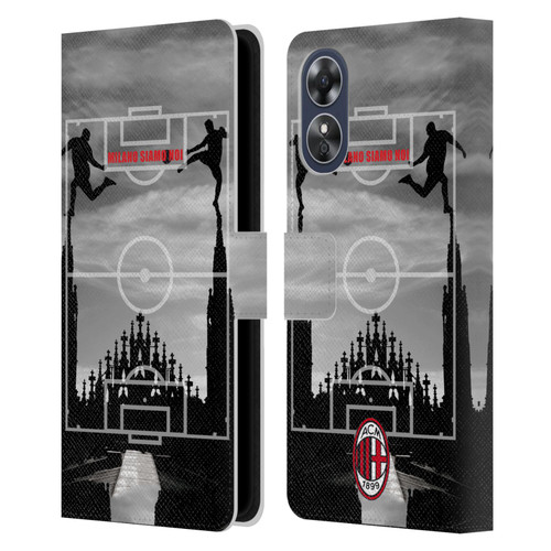 AC Milan Adults Milano Siamo Noi 3 Leather Book Wallet Case Cover For OPPO A17