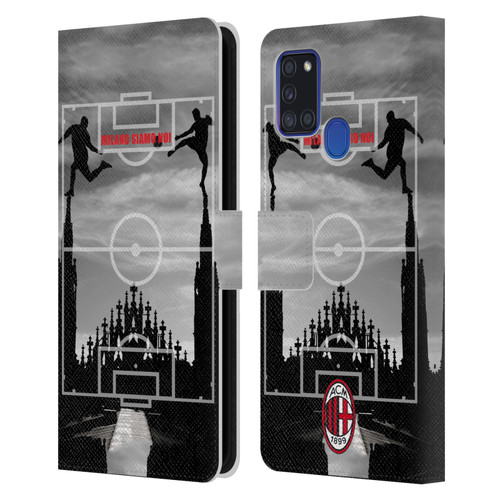 AC Milan Adults Milano Siamo Noi 3 Leather Book Wallet Case Cover For Samsung Galaxy A21s (2020)