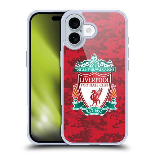 Liverpool Football Club Digital Camouflage Home Red Crest Soft Gel Case for Apple iPhone 16