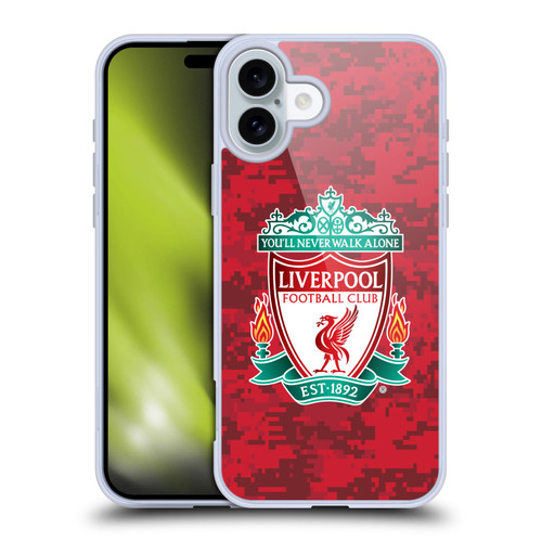 Liverpool Football Club Digital Camouflage Home Red Crest Soft Gel Case for Apple iPhone 16 Plus