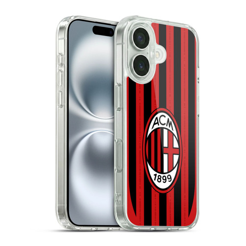 AC Milan 2024/25 Crest Kit Home Soft Gel Case for Apple iPhone 16 & MagSafe