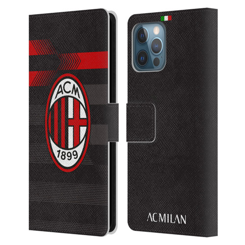AC Milan 2017/18 Crest Kit Third Leather Book Wallet Case Cover For Apple iPhone 12 Pro Max