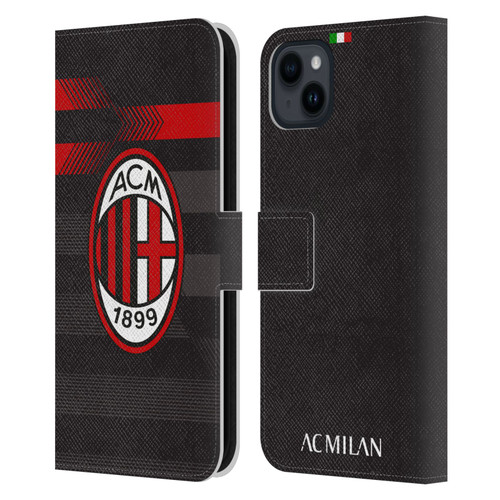 AC Milan 2017/18 Crest Kit Third Leather Book Wallet Case Cover For Apple iPhone 15 Plus