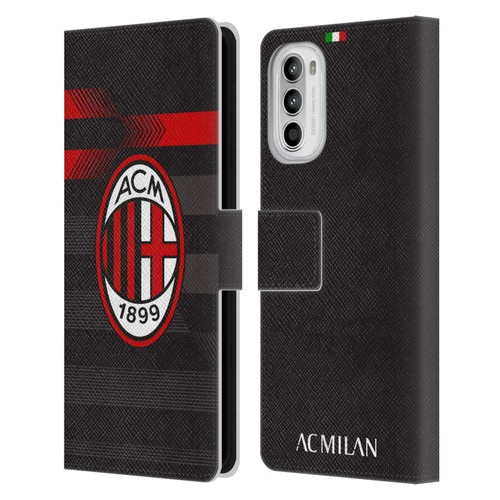 AC Milan 2017/18 Crest Kit Third Leather Book Wallet Case Cover For Motorola Moto G52