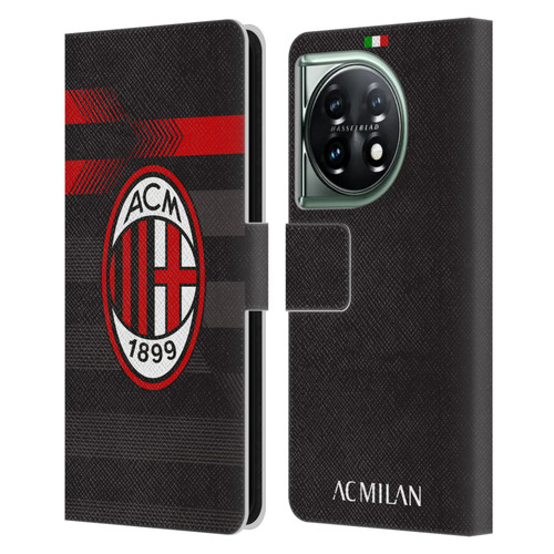 AC Milan 2017/18 Crest Kit Third Leather Book Wallet Case Cover For OnePlus 11 5G