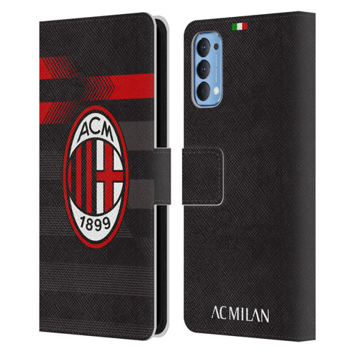 AC Milan 2017/18 Crest Kit Third Leather Book Wallet Case Cover For OPPO Reno 4 5G