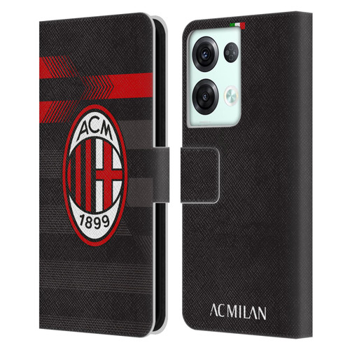 AC Milan 2017/18 Crest Kit Third Leather Book Wallet Case Cover For OPPO Reno8 Pro