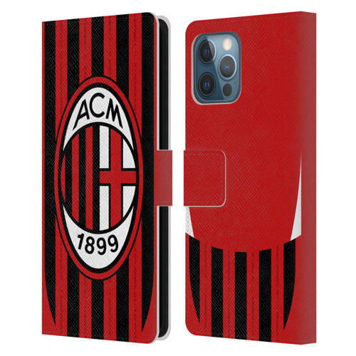 AC Milan 2024/25 Crest Kit Home Leather Book Wallet Case Cover For Apple iPhone 12 Pro Max