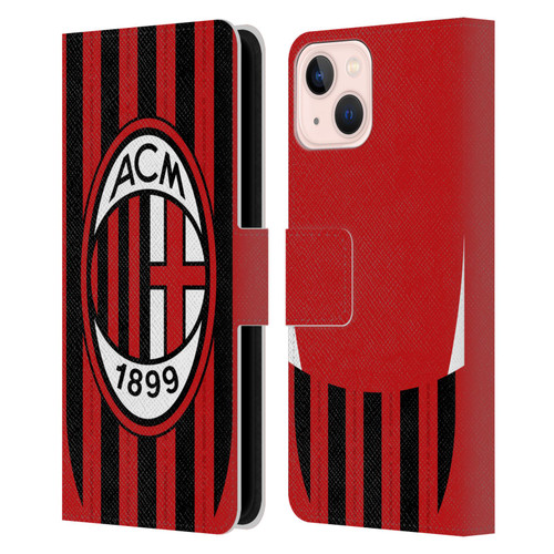 AC Milan 2024/25 Crest Kit Home Leather Book Wallet Case Cover For Apple iPhone 13