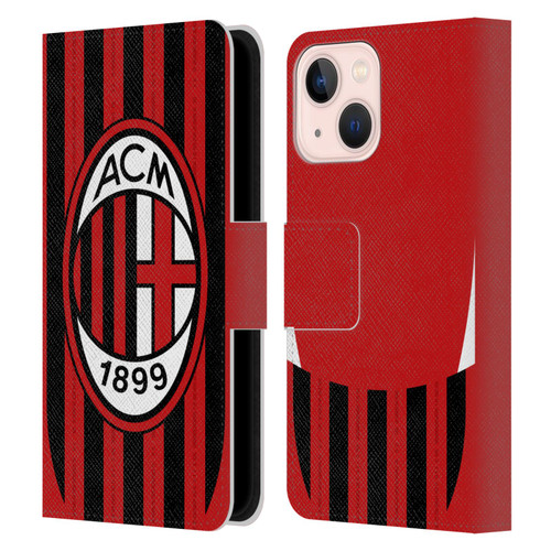 AC Milan 2024/25 Crest Kit Home Leather Book Wallet Case Cover For Apple iPhone 13 Mini