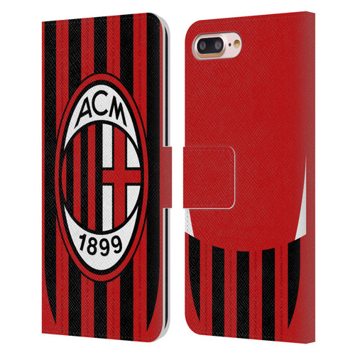 AC Milan 2024/25 Crest Kit Home Leather Book Wallet Case Cover For Apple iPhone 7 Plus / iPhone 8 Plus