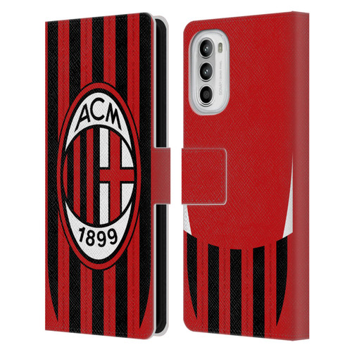 AC Milan 2024/25 Crest Kit Home Leather Book Wallet Case Cover For Motorola Moto G52