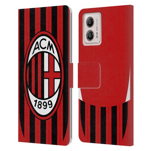 AC Milan 2024/25 Crest Kit Home Leather Book Wallet Case Cover For Motorola Moto G53 5G