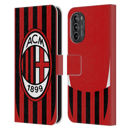 AC Milan 2024/25 Crest Kit Home Leather Book Wallet Case Cover For Motorola Moto G82 5G