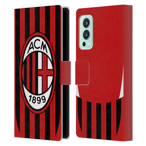 AC Milan 2024/25 Crest Kit Home Leather Book Wallet Case Cover For OnePlus Nord 2 5G