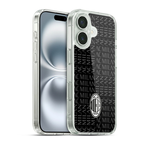 AC Milan Crest Patterns Black And Grey Soft Gel Case for Apple iPhone 16 & MagSafe