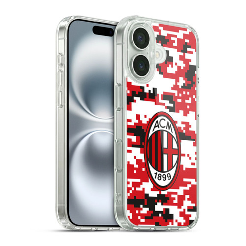 AC Milan Crest Patterns Digital Camouflage Soft Gel Case for Apple iPhone 16 & MagSafe