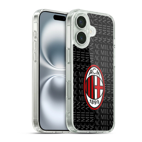 AC Milan Crest Patterns Red And Grey Soft Gel Case for Apple iPhone 16 & MagSafe