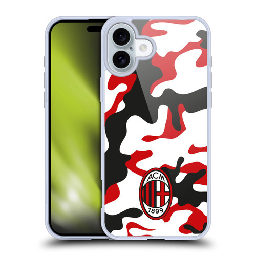 AC Milan Crest Patterns Camouflage Soft Gel Case for Apple iPhone 16 Plus & MagSafe