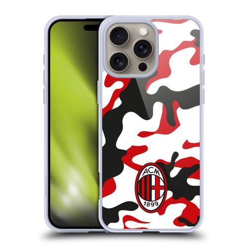 AC Milan Crest Patterns Camouflage Soft Gel Case for Apple iPhone 16 Pro Max & MagSafe